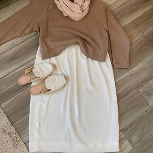 White sequins midi pencil skirt (J.crew)